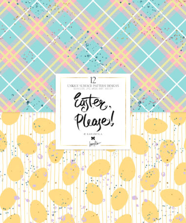 Patterns, Spring Flowers Easter Eggs Seamless Digital Paper.