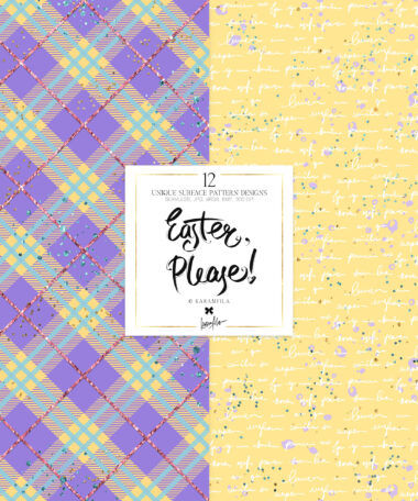 Patterns, Spring Flowers Easter Eggs Seamless Digital Paper.