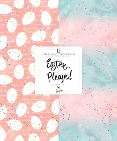 Patterns, Spring Flowers Easter Eggs Seamless Digital Paper.