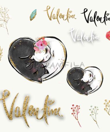 Valentine Cats Clipart Karamfila St Valentines Planner Stickers Cat Love Couples Cartoon Cute Characters Sublimation PNG POD Party Supplies