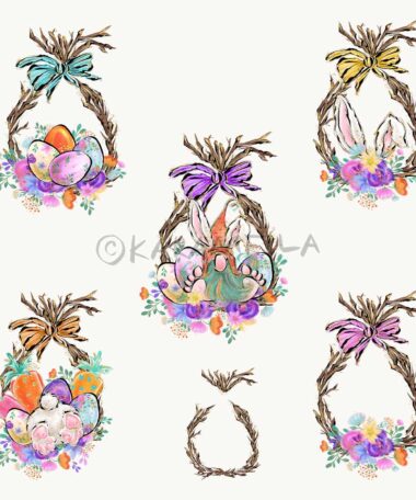 Easter Gnomes Clipart Karamfila Bunny Egg Hunting Truck Planner Stickers Gnome Cartoon Cute Characters Sublimation PNG POD Party Supplies