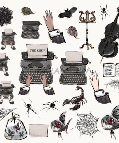 Wednesday inspired character designs clipart.