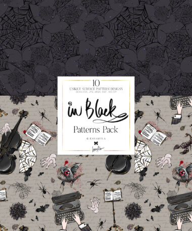 Wednesday inspired surface patterns Addams digital paper pack