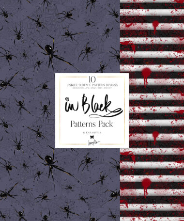 Wednesday inspired surface patterns Addams digital paper pack
